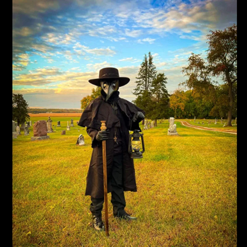 Sorcerer Long Shirt Hooded Black Robe Costume Halloween