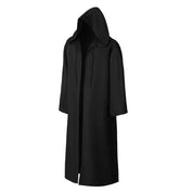 Sorcerer Long Shirt Hooded Black Robe Costume Halloween