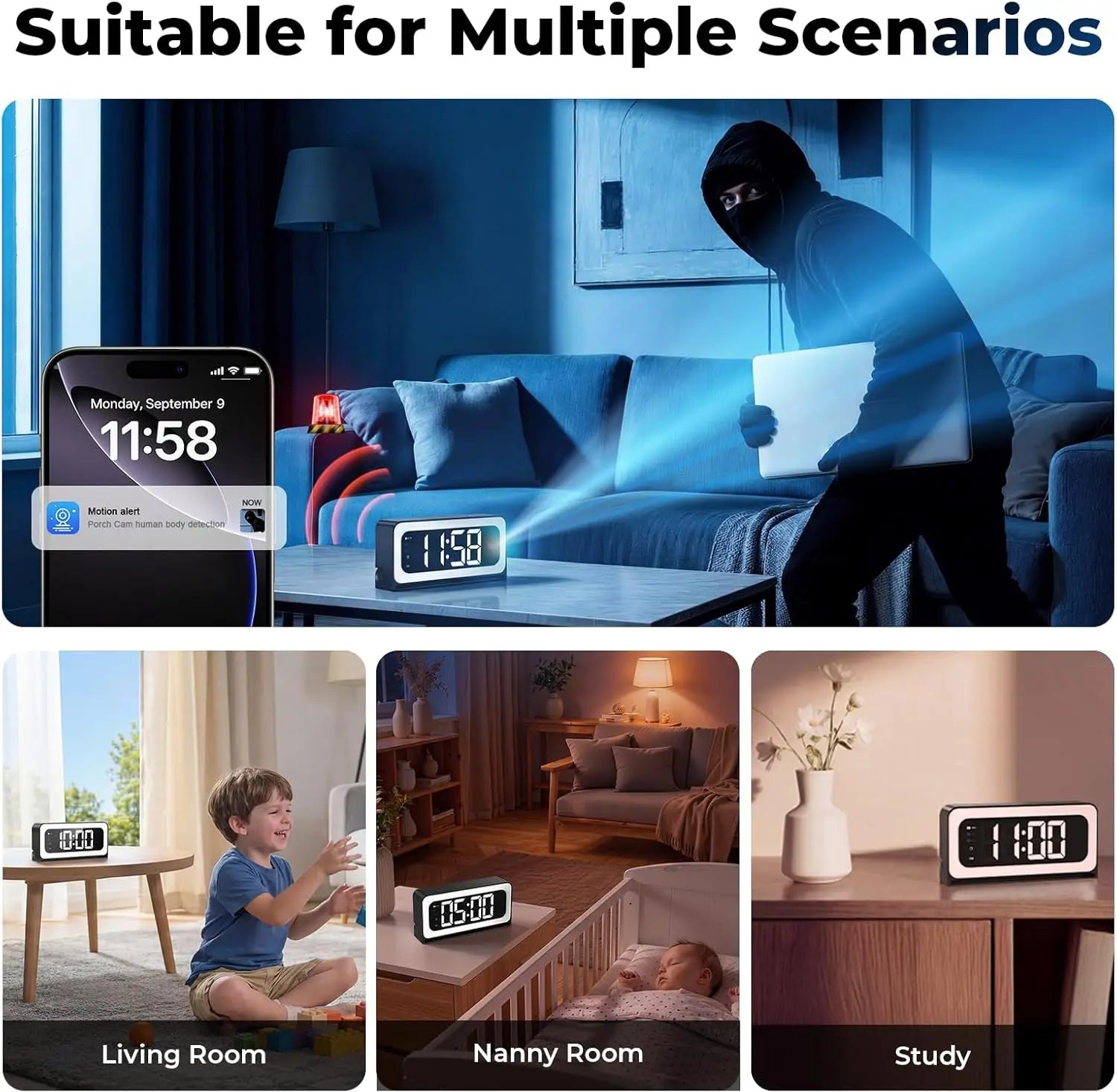 Kova Tech™ 2K 5G WiFi Clock Security Camera