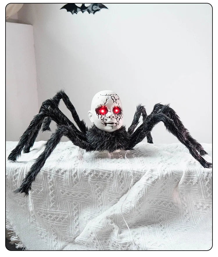 Haunted Doll Face Walking Spider Decoration
