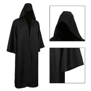 Sorcerer Long Shirt Hooded Black Robe Costume Halloween