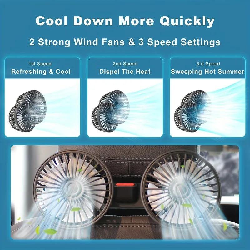 Kova Tech™ 360° Double-Head USB Car Fan
