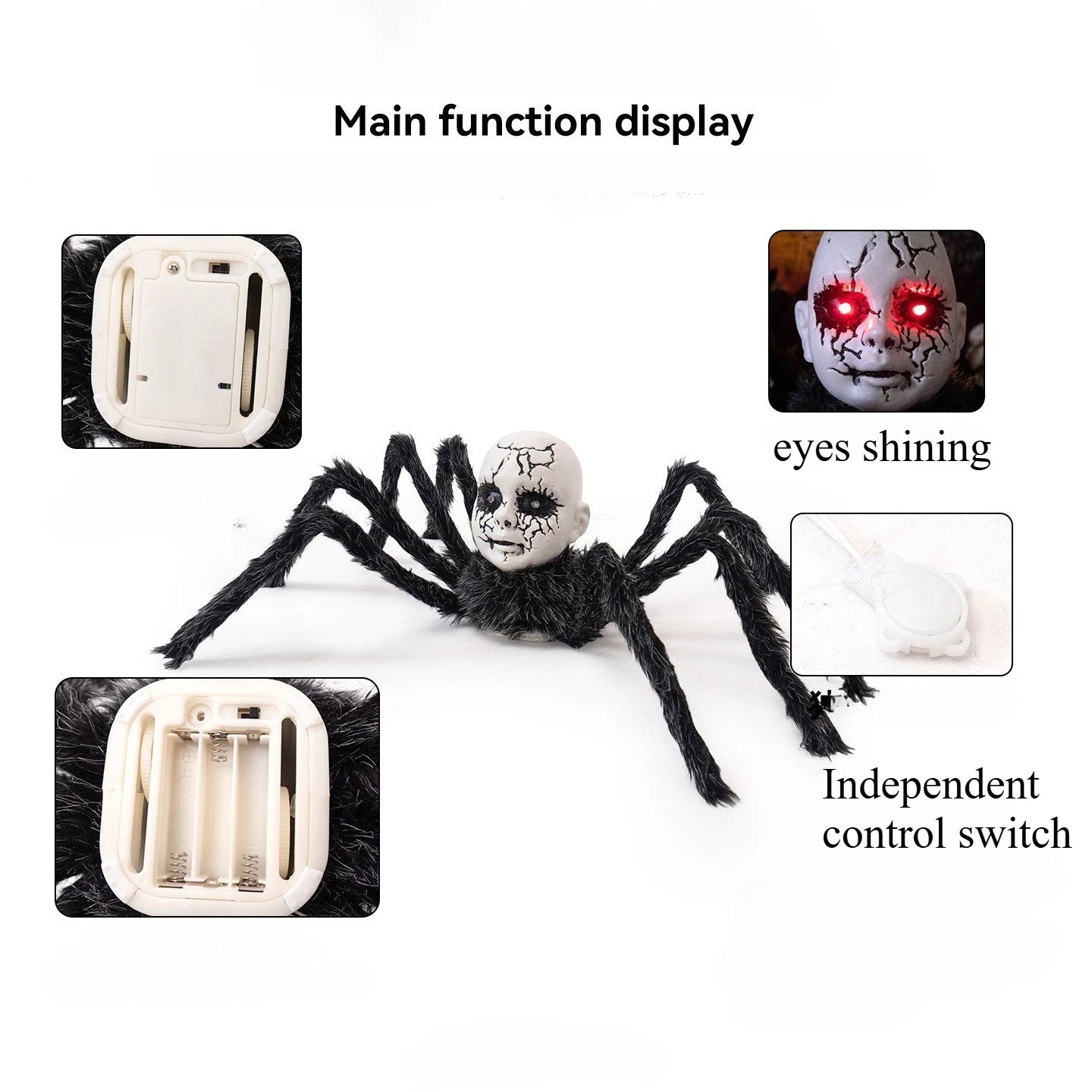 Haunted Doll Face Walking Spider Decoration