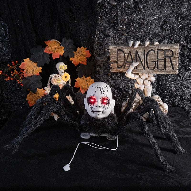 Haunted Doll Face Walking Spider Decoration